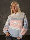 WL376 Damen Hoodie Sweatshirt – Colorblock Design, Frontprint „Visual Act“, Kapuze, weiche Baumwollmischung