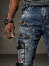 CD586 Herren bequeme Jeans mit auffälligen Applikationen