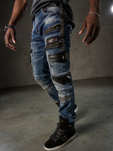 CD586 Herren bequeme Jeans mit auffälligen Applikationen