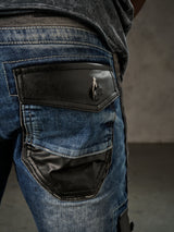 CD586 Herren bequeme Jeans mit auffälligen Applikationen