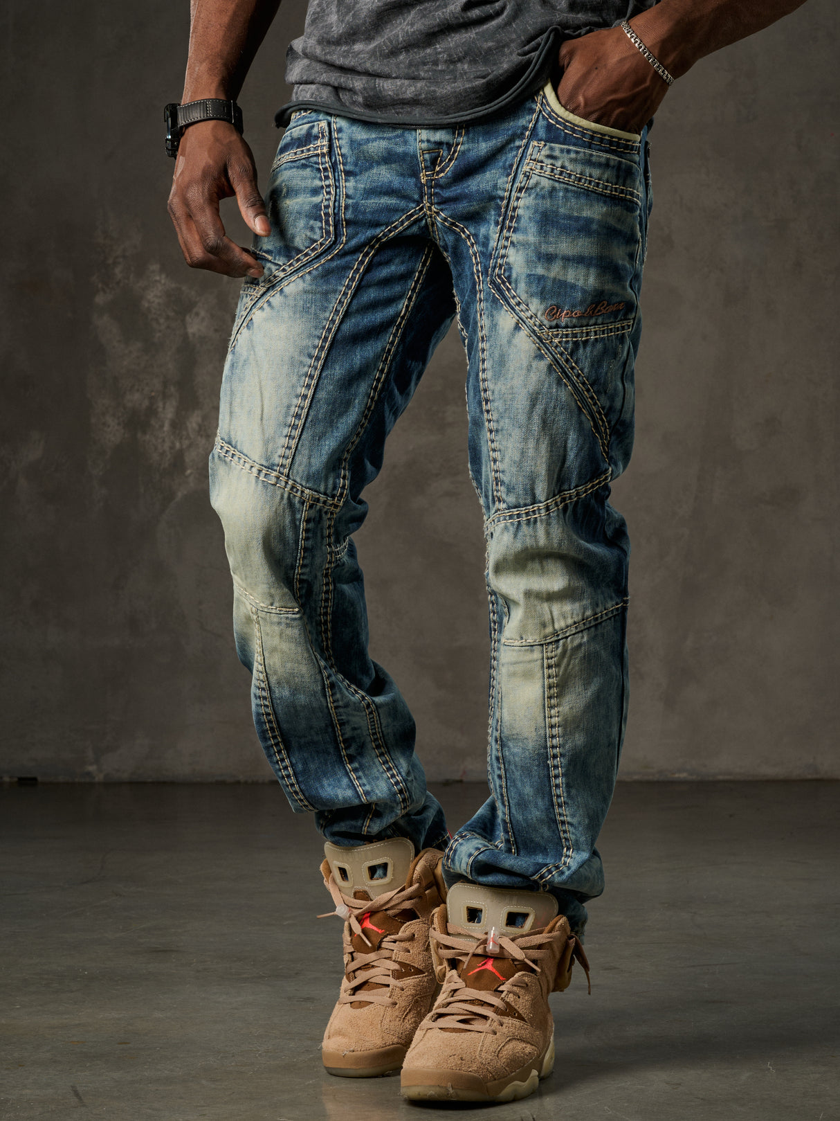 CD535 Herren bequeme Jeans mit modernen Ziernähten