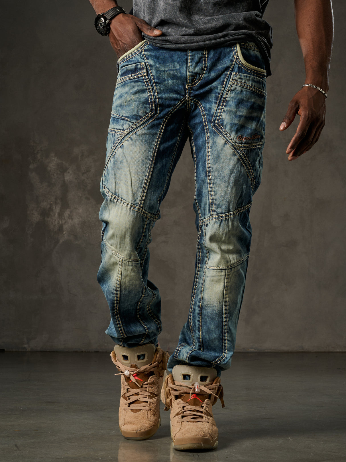 CD535 Herren bequeme Jeans mit modernen Ziernähten