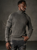 CP288 Pull à col roulé en coton pour homme – Confort côtelé et silhouette élégante