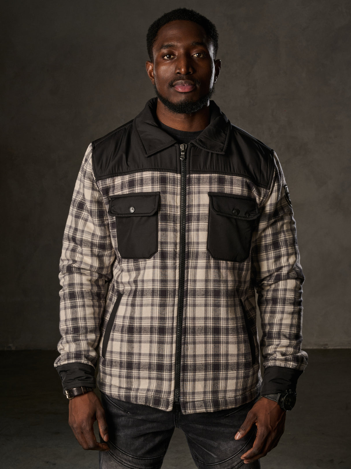 CL548 Veste pour homme avec motif à carreaux stylé