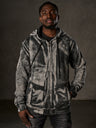 CL594 Herren Hoodie Sweatshirt – Schwarz-Blauer Kapuzenpullover mit Tie-Dye & „96“ Print | Streetwear mit Retro-Flair & Markenstatement