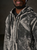 CL594 Herren Hoodie Sweatshirt – Schwarz-Blauer Kapuzenpullover mit Tie-Dye & „96“ Print | Streetwear mit Retro-Flair & Markenstatement