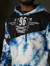 CL593 Herren Hoodie Sweatshirt – Schwarz-Blauer Kapuzenpullover mit Kontraststreifen & Fronttasche | Sportlicher Streetwear-Look für Alltag & Freizeit