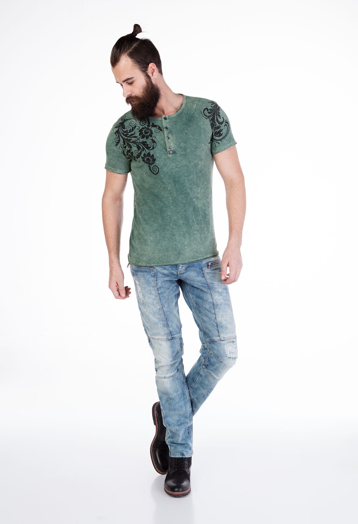 CD226 Herren Straight-Jeans mit trendigen Ziernähten