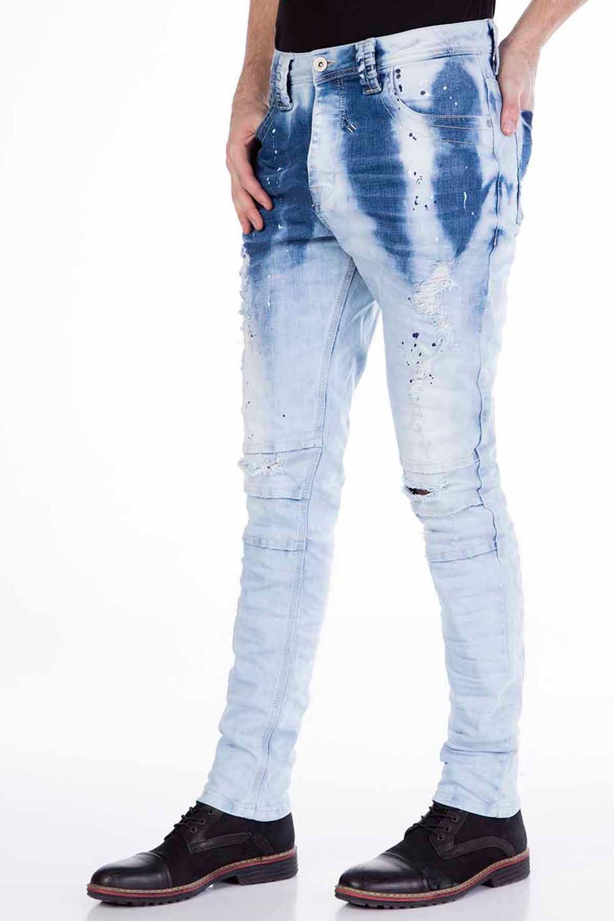 CD258 jensy męskie slim fit z przeszyciami