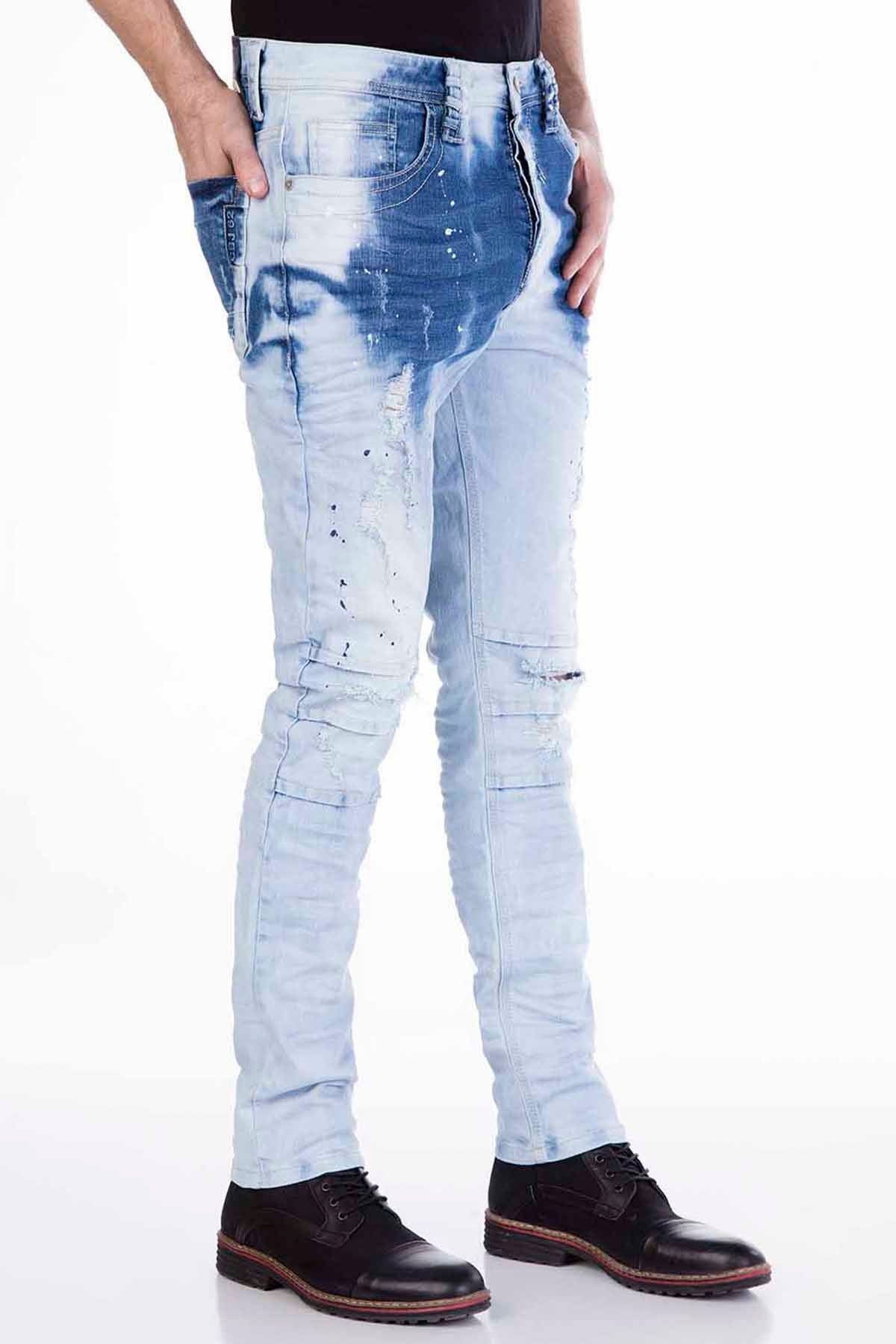 CD258 jensy męskie slim fit z przeszyciami