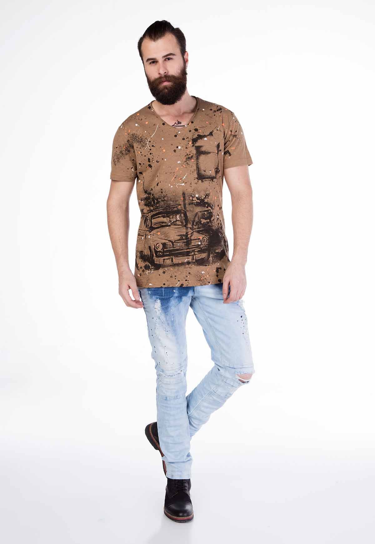 CD258 jensy męskie slim fit z przeszyciami