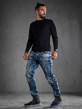 CD391 Herren bequeme Jeans mit Kontrastnähten und Seitentaschen