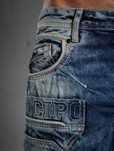 CD391 Herren bequeme Jeans mit Kontrastnähten und Seitentaschen