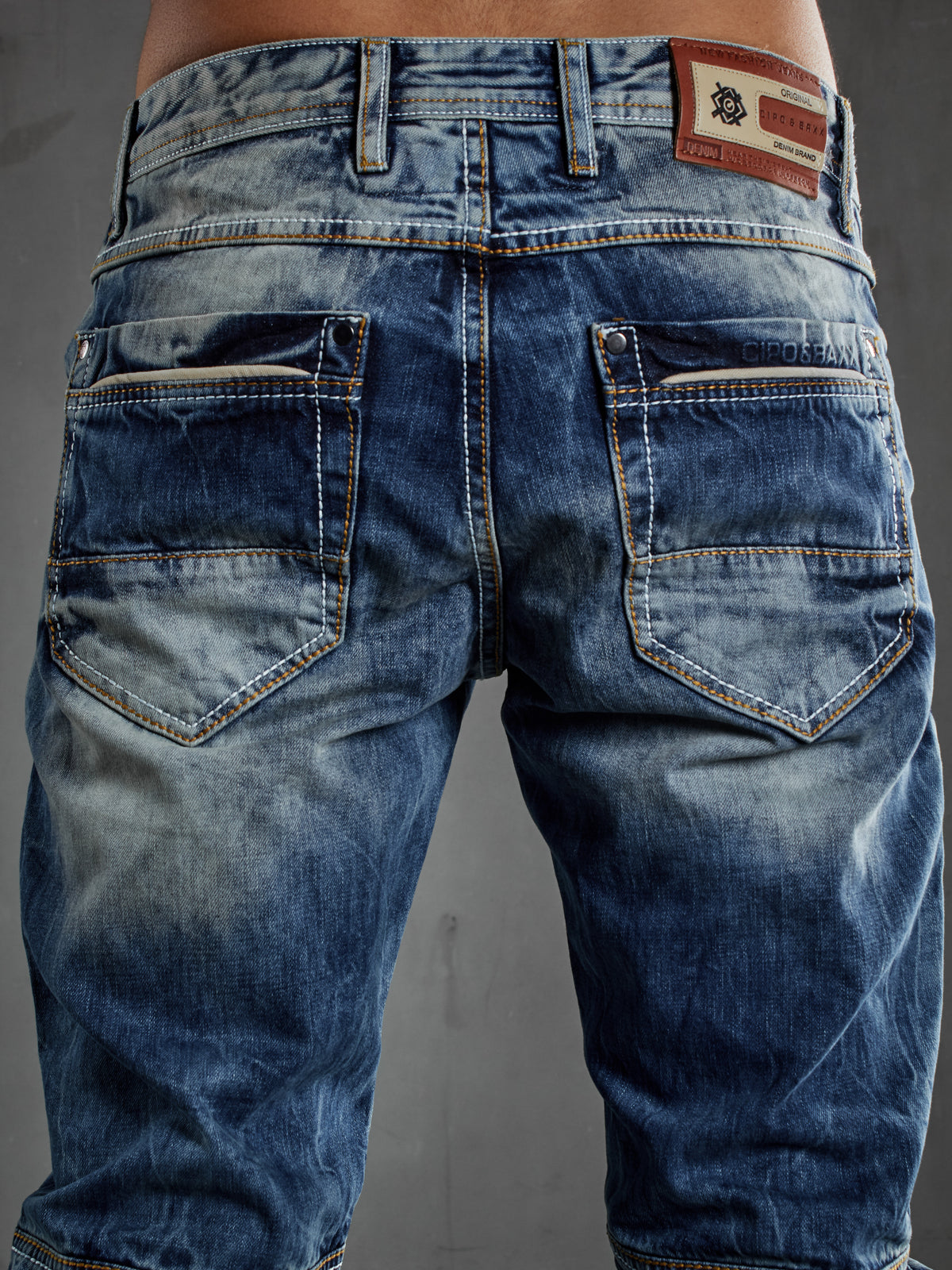 CD391 Herren bequeme Jeans mit Kontrastnähten und Seitentaschen