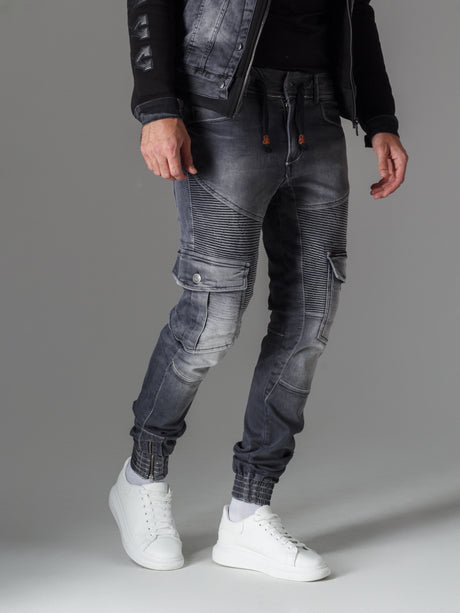 CD446 Herren Slim-Fit-Jeans mit elastischen Bündchen am Saum