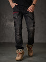 CD795 men's jeans leisure pants with embroidery elements in biker style