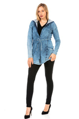 WJ115 Damen Jeansjacke mit praktischer Schnürung