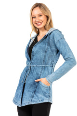 WJ115 Damen Jeansjacke mit praktischer Schnürung