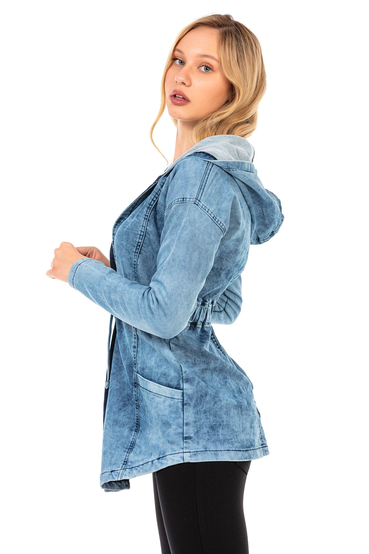 WJ115 Damen Jeansjacke mit praktischer Schnürung