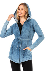 WJ115 Damen Jeansjacke mit praktischer Schnürung