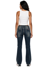 WD561 Damen Jeans Bootcut Fit mit Vintage-Waschung und Nietendetails