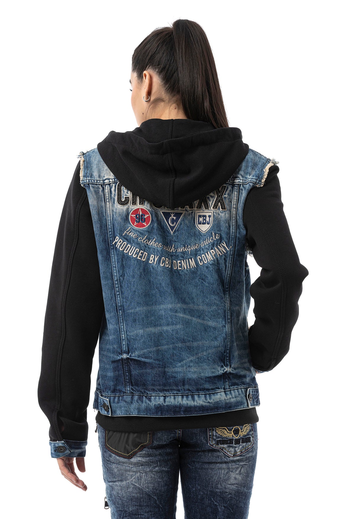 WJ235 Damen Jeansjacke mit Kapuze