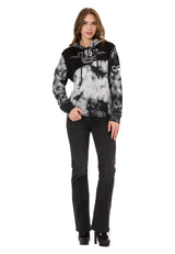 WL382 Damen Hoodie – Tie-Dye Sweatshirt mit Print, Kapuze & Kängurutasche