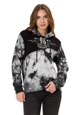 WL382 Damen Hoodie – Tie-Dye Sweatshirt mit Print, Kapuze & Kängurutasche
