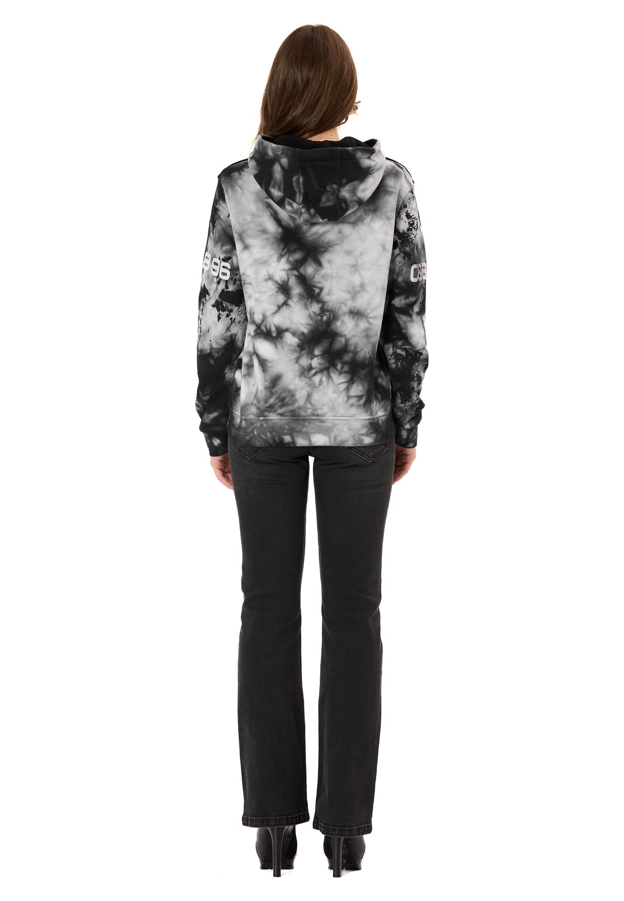 WL382 Damen Hoodie – Tie-Dye Sweatshirt mit Print, Kapuze & Kängurutasche