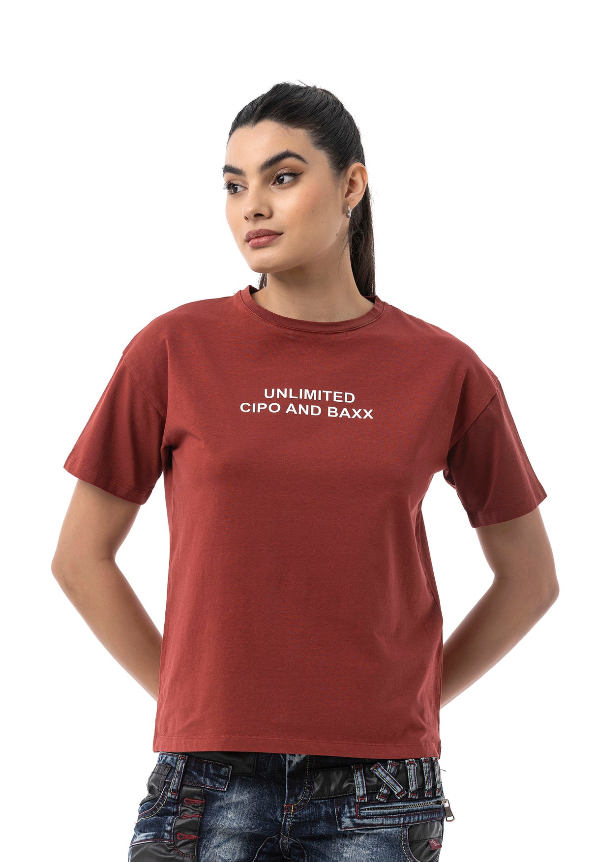 WT390 Dames T‑Shirt – Relaxed Fit, Logo Print