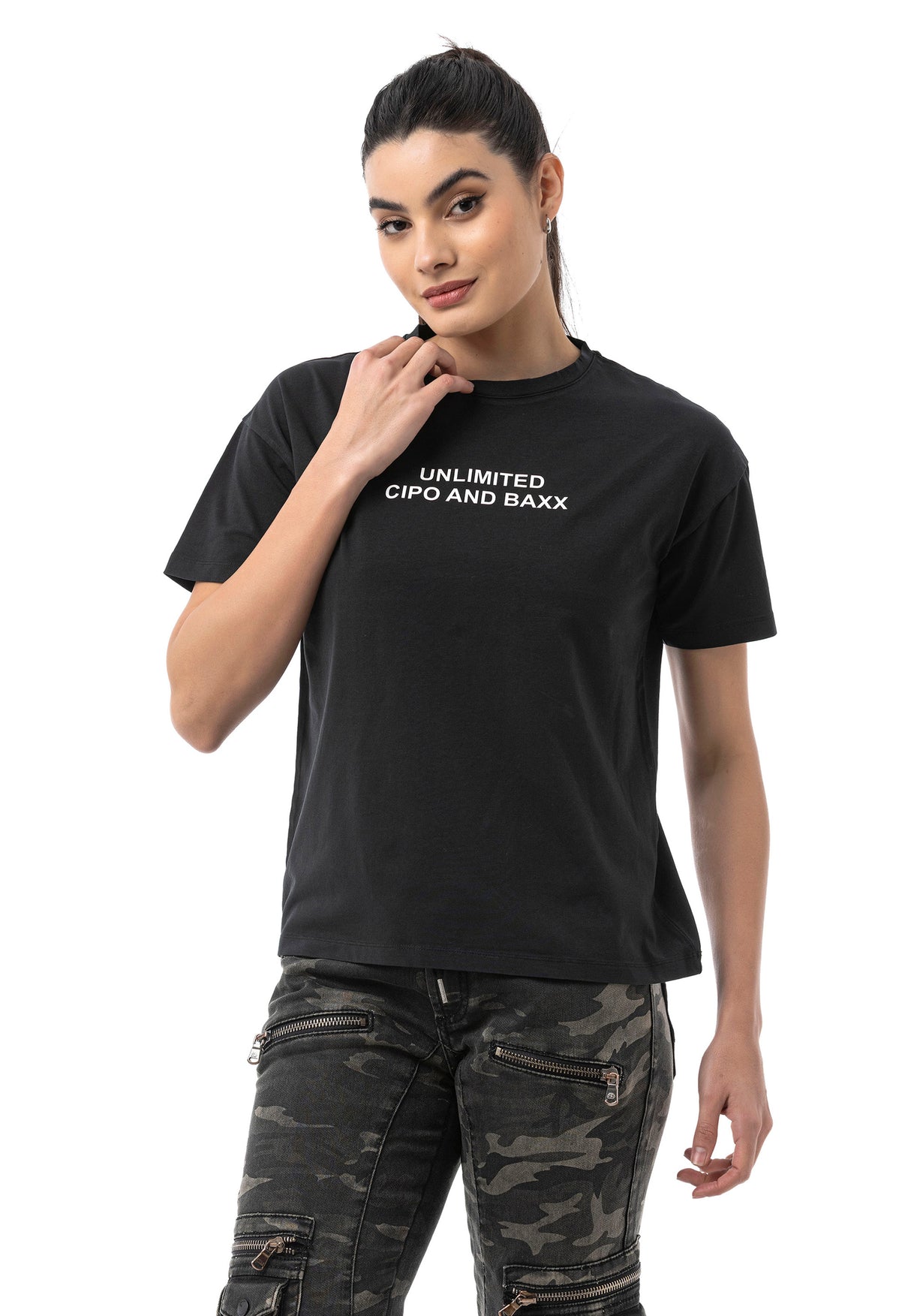 WT390 Dames T‑Shirt – Relaxed Fit, Logo Print