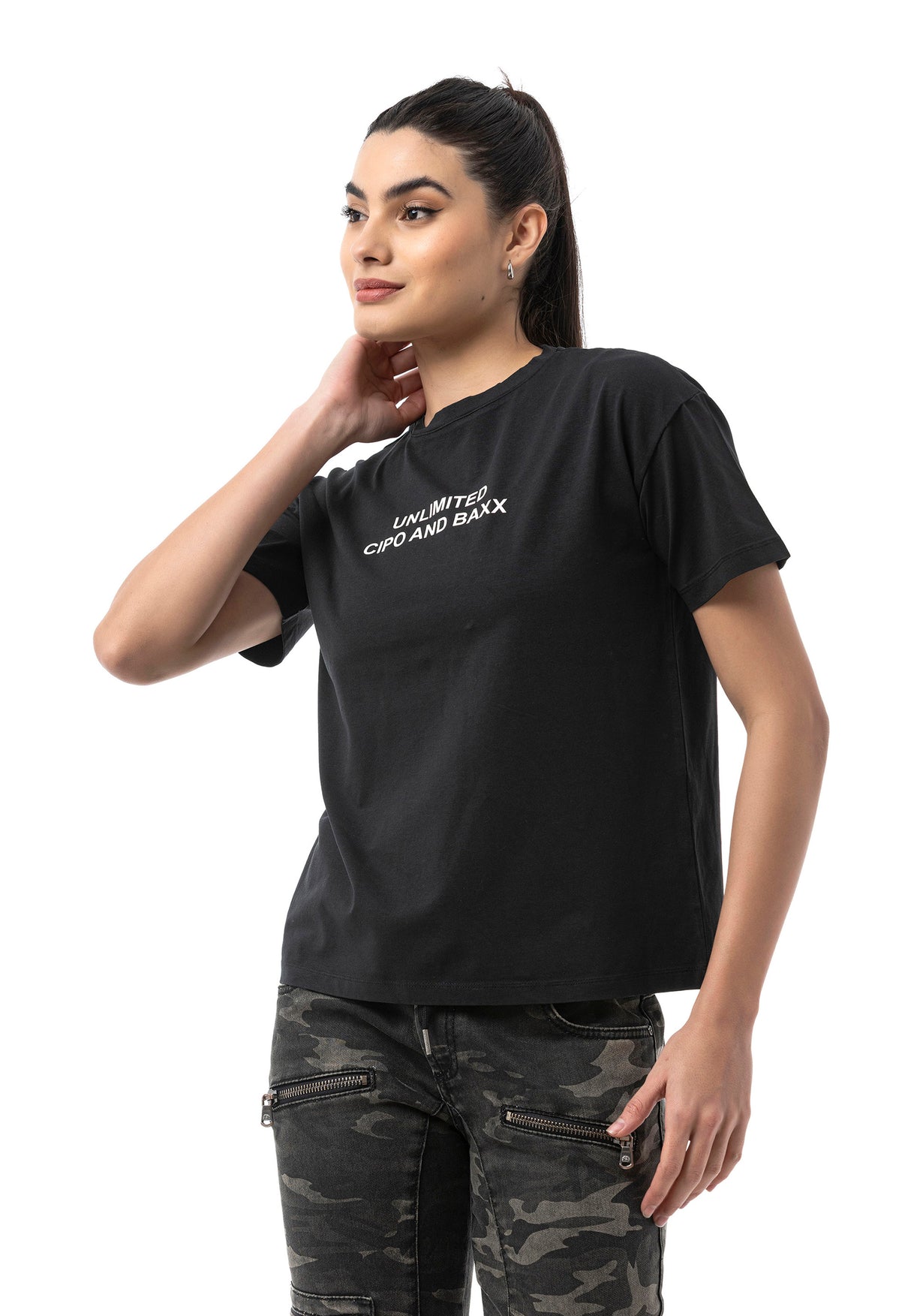 WT390 Dames T‑Shirt – Relaxed Fit, Logo Print
