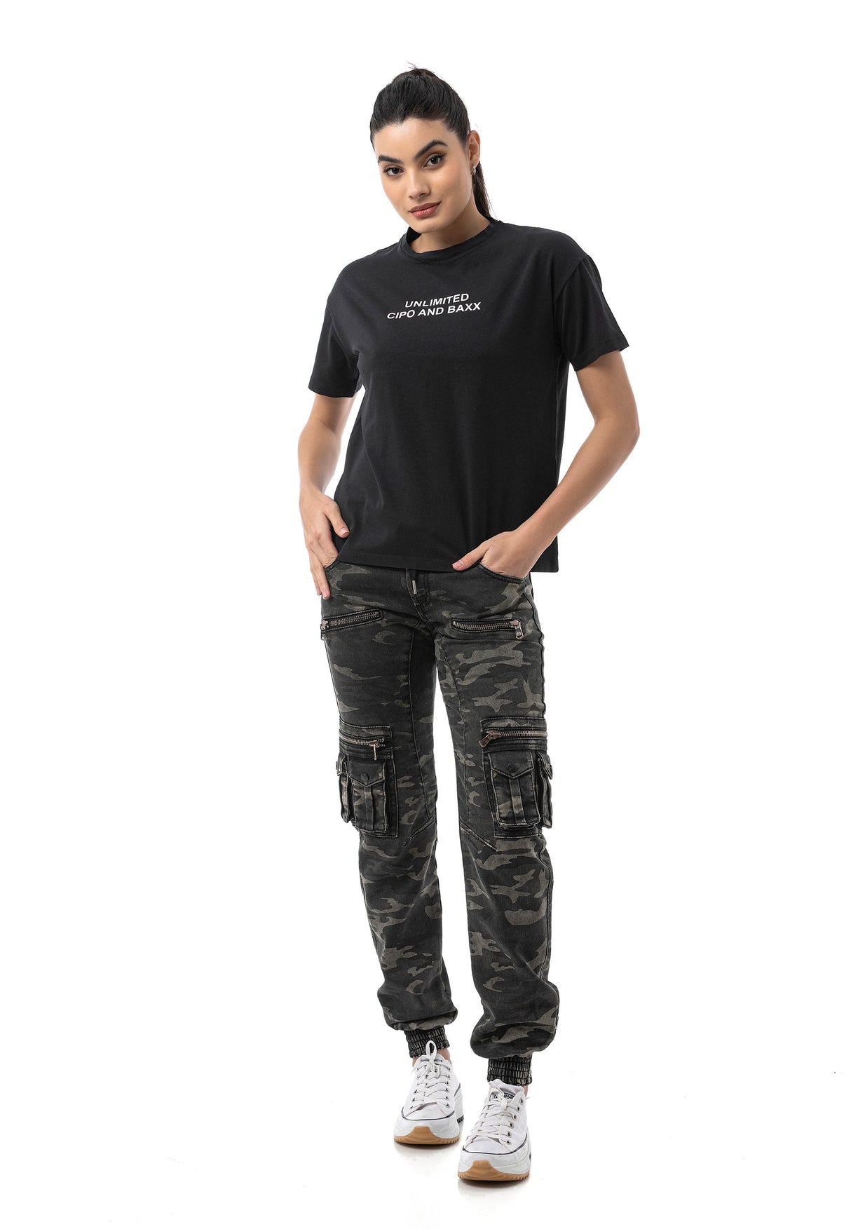 WT390 Dames T‑Shirt – Relaxed Fit, Logo Print