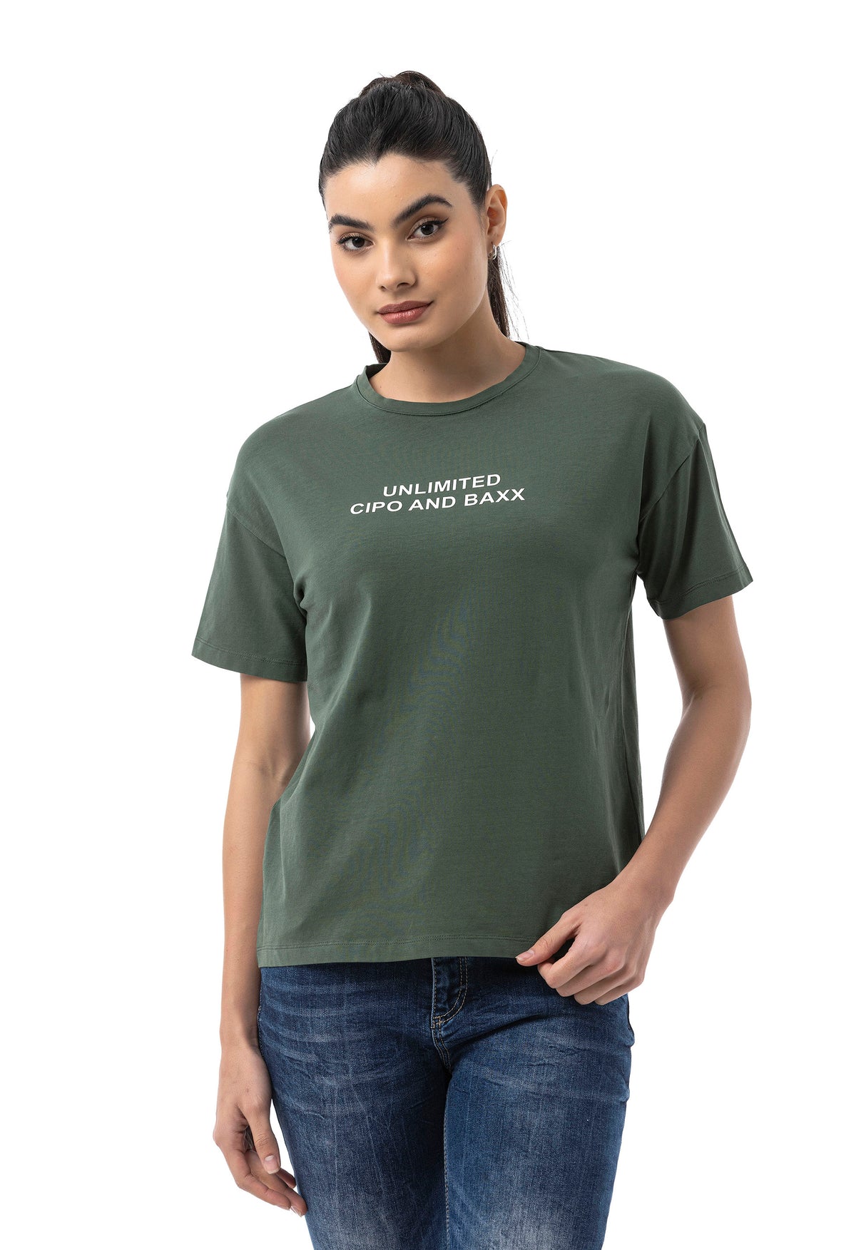 WT390 Dames T‑Shirt – Relaxed Fit, Logo Print