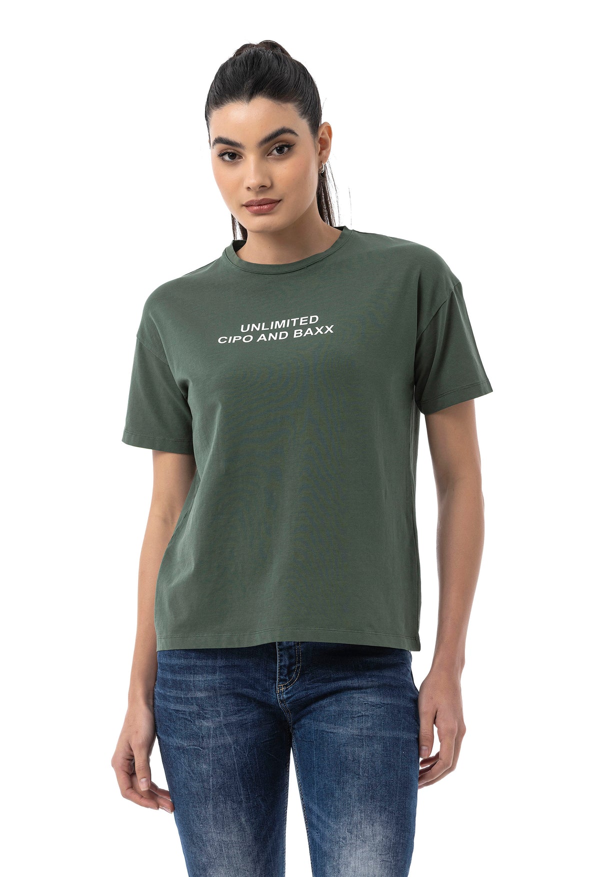WT390 Dames T‑Shirt – Relaxed Fit, Logo Print