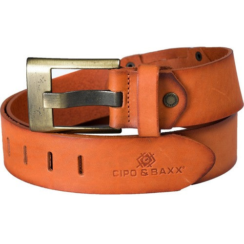 C-2163 Lederen riem van heren casual stijl met merkbelettering