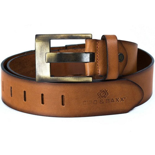 C-2163 Lederen riem van heren casual stijl met merkbelettering