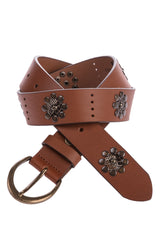 WG106 women belt made of real leather with metal embroidery