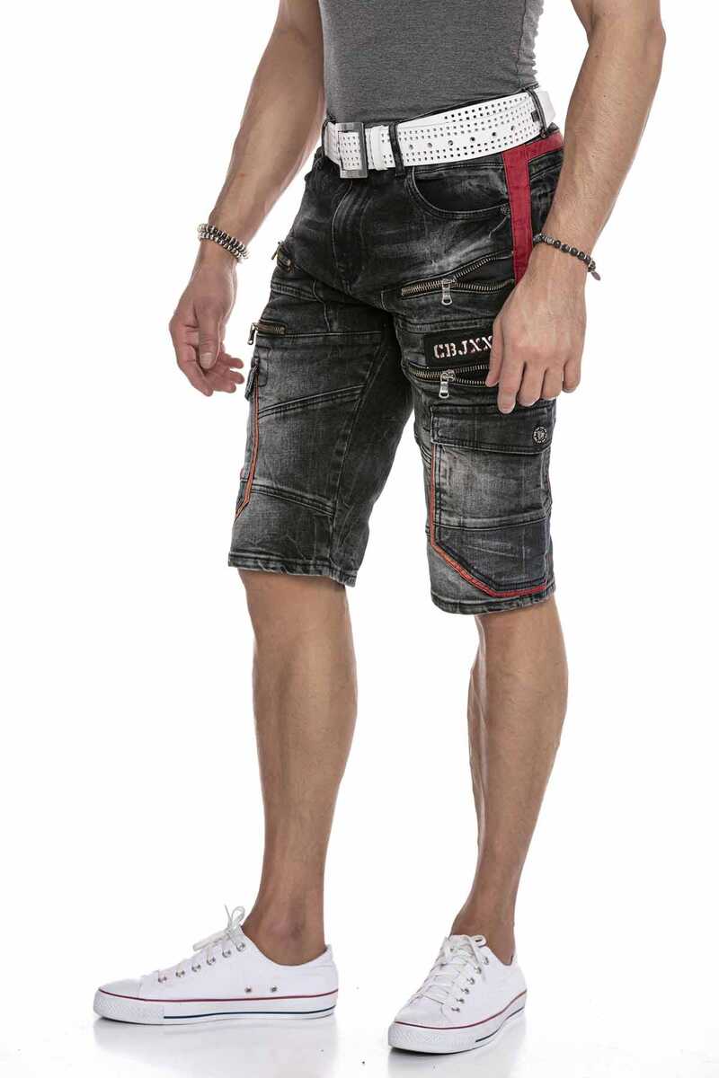 CK224 Heren Capri Jeanshorts in Cargo Stijl met Ritssluiting