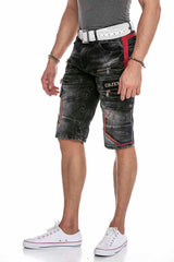 CK224 Herren Capri Jeansshorts Cargo Style mit Zippern