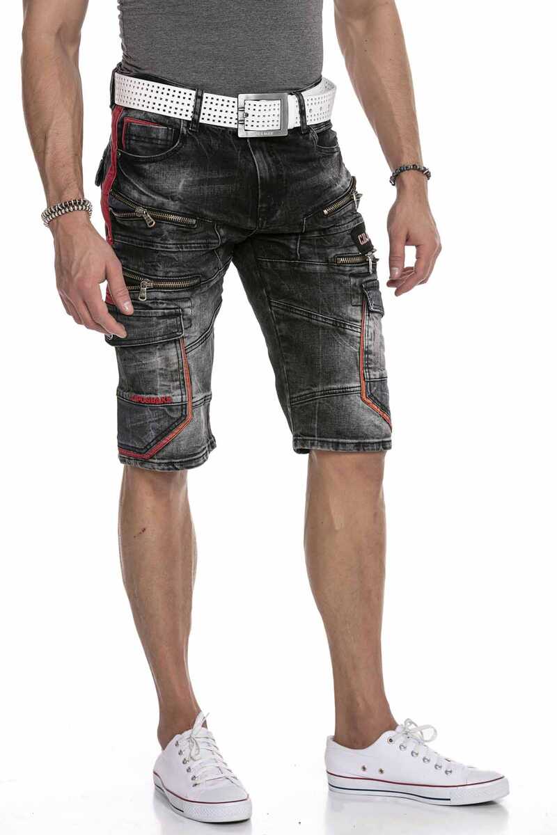 CK224 Heren Capri Jeanshorts in Cargo Stijl met Ritssluiting