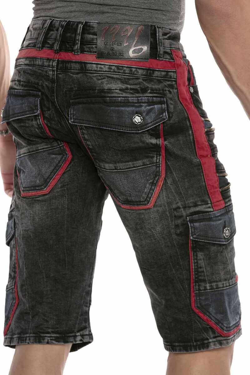 CK224 Herren Capri Jeansshorts Cargo Style mit Zippern