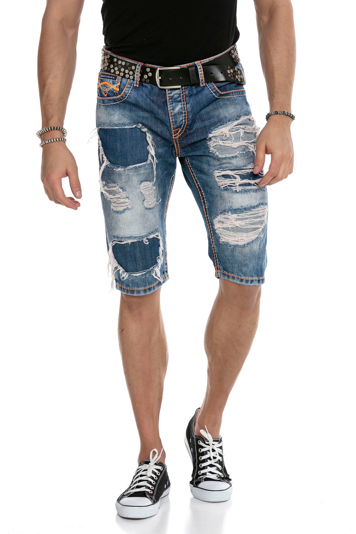 CK239 Men's Capri shorts in the destroyed look