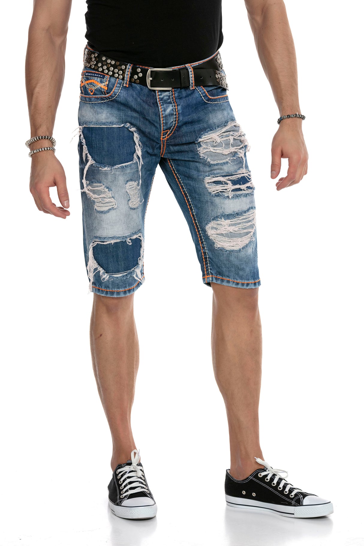 CK239 Men's Capri shorts in the destroyed look