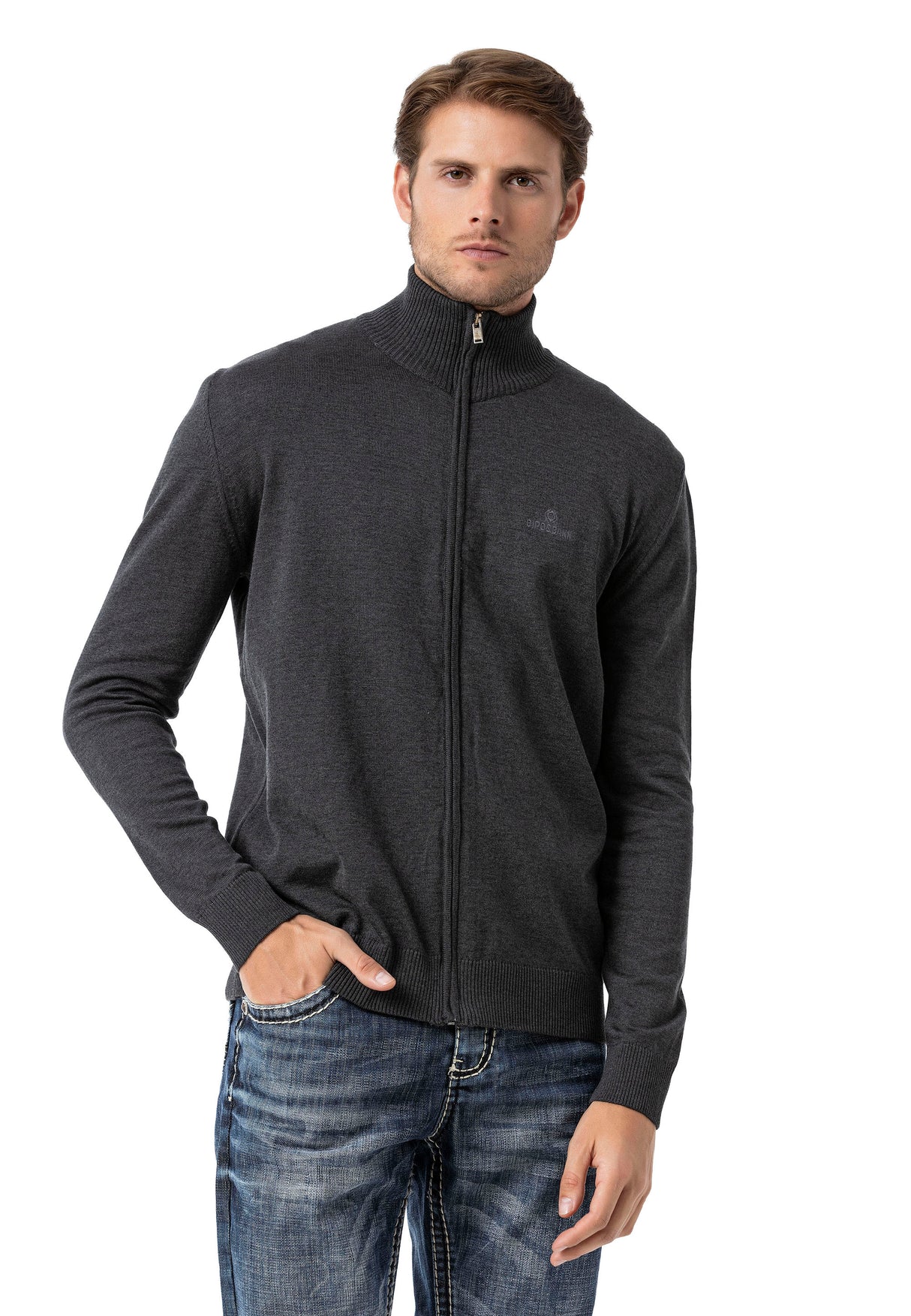 CP282 Cardigan con Cremallera para Hombre