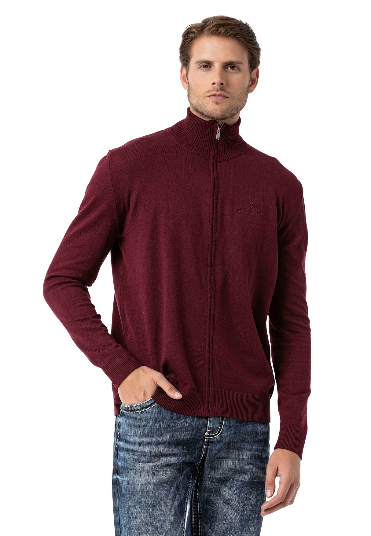 CP282 Cardigan con Cremallera para Hombre