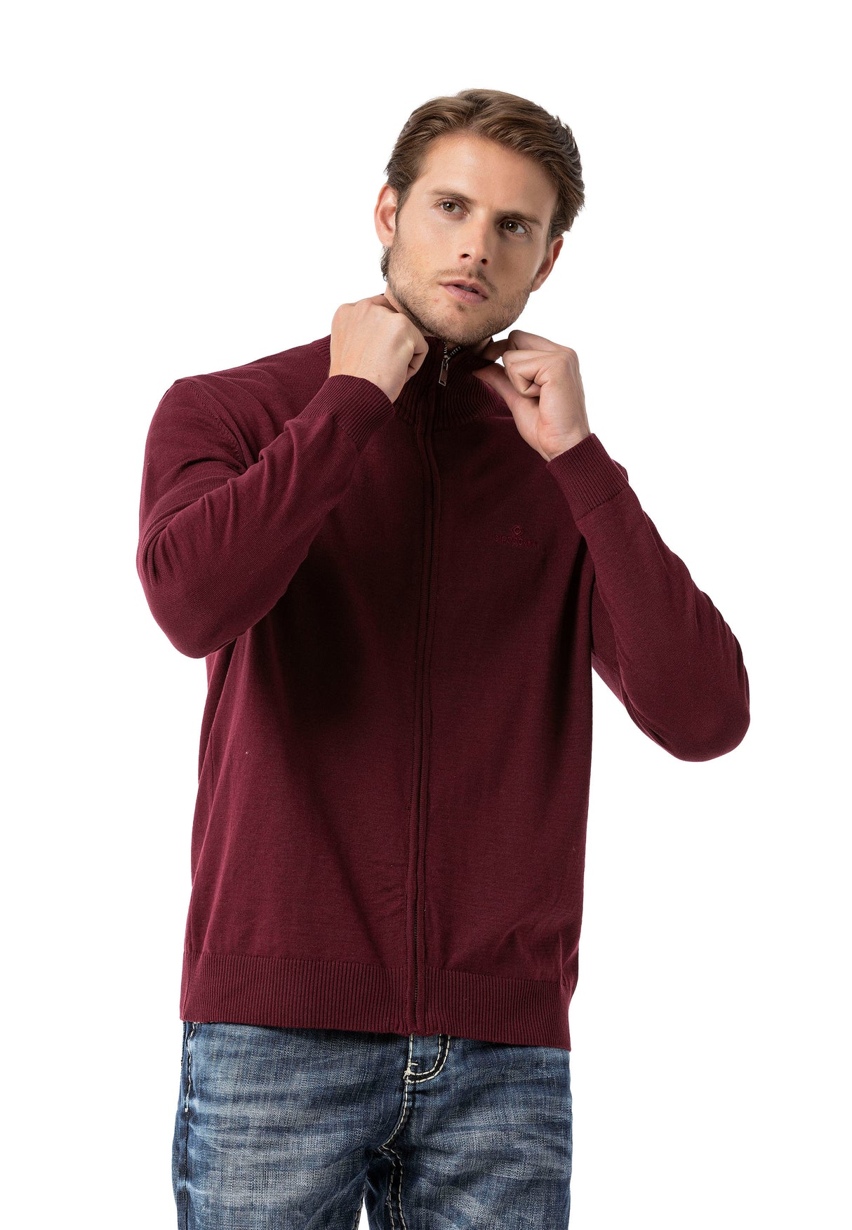 CP282 Cardigan con Cremallera para Hombre