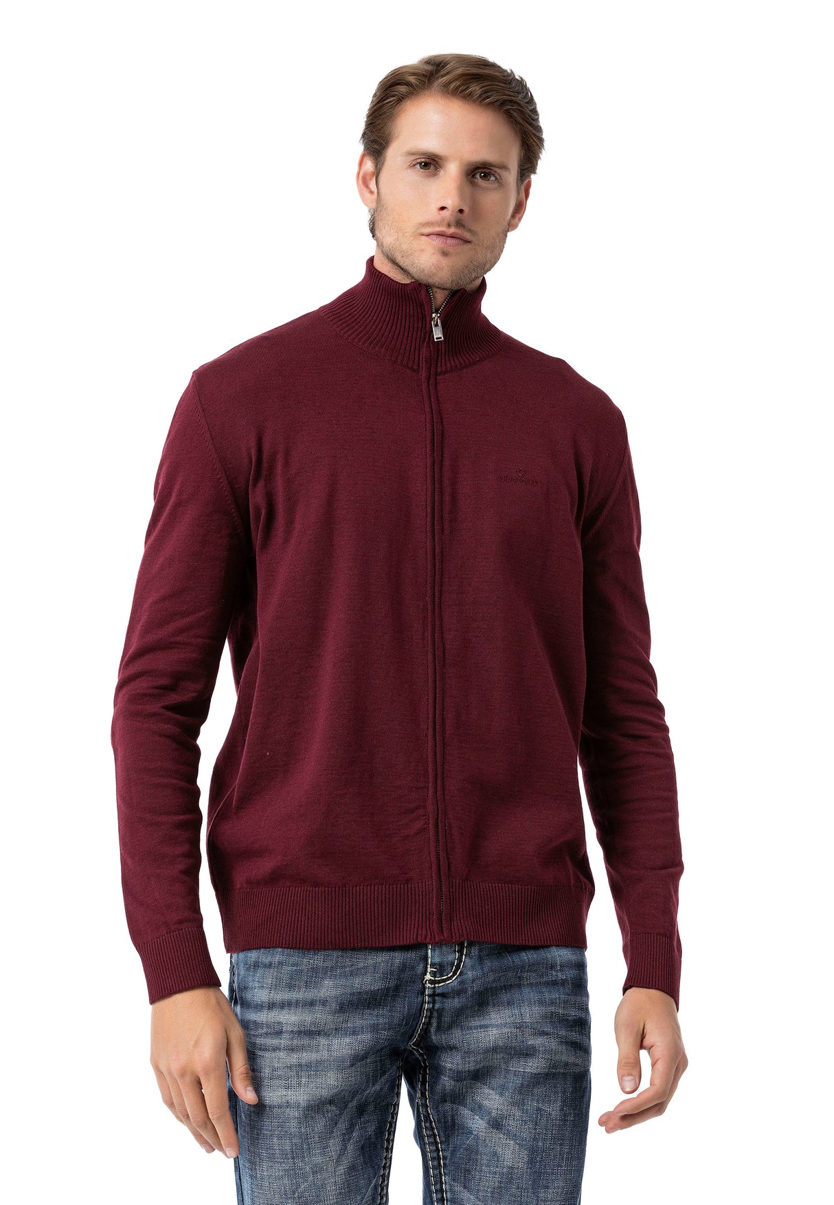 CP282 Cardigan con Cremallera para Hombre