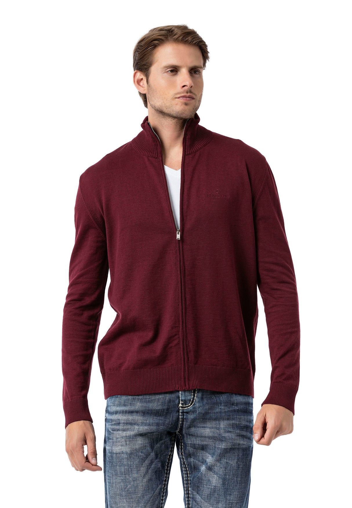 CP282 Cardigan con Cremallera para Hombre