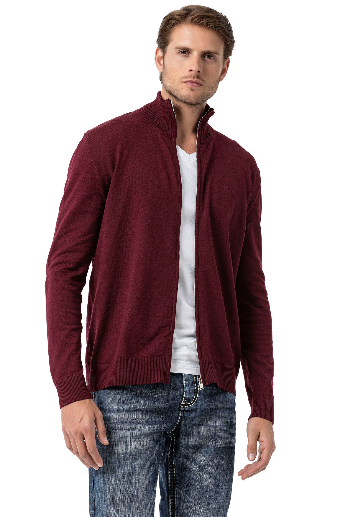 CP282 Cardigan con Cremallera para Hombre